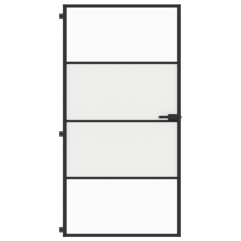 vidaXL Binnendeur smal 102,5x201,5 cm gehard glas en aluminium zwart