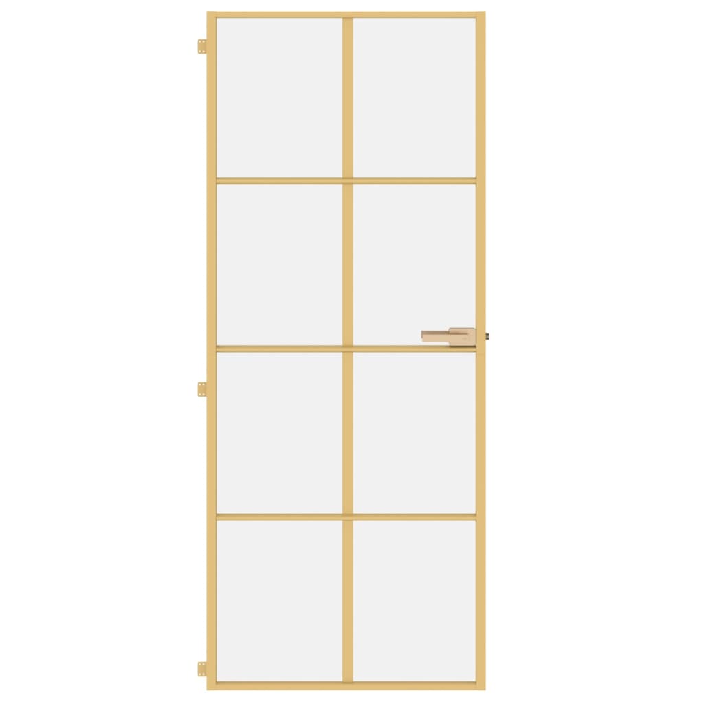 vidaXL Binnendeur smal 83x201,5 cm gehard glas en aluminium goudkleur