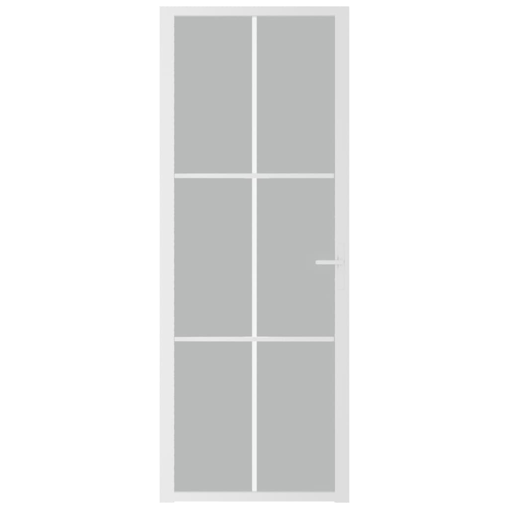 vidaXL Binnendeur 76x201,5 cm matglas en aluminium wit
