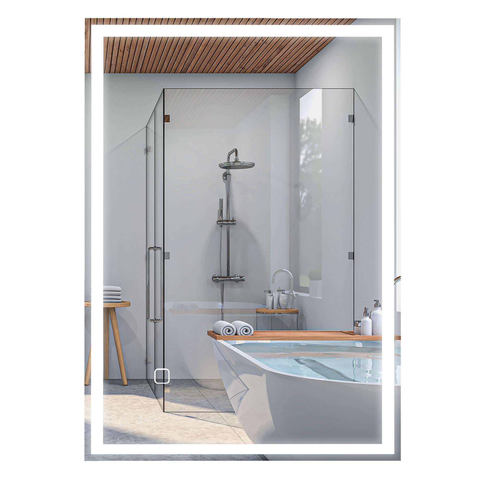 HOMCOM Badkamerspiegel Wandspiegel LED met touchschakelaar, Wit
