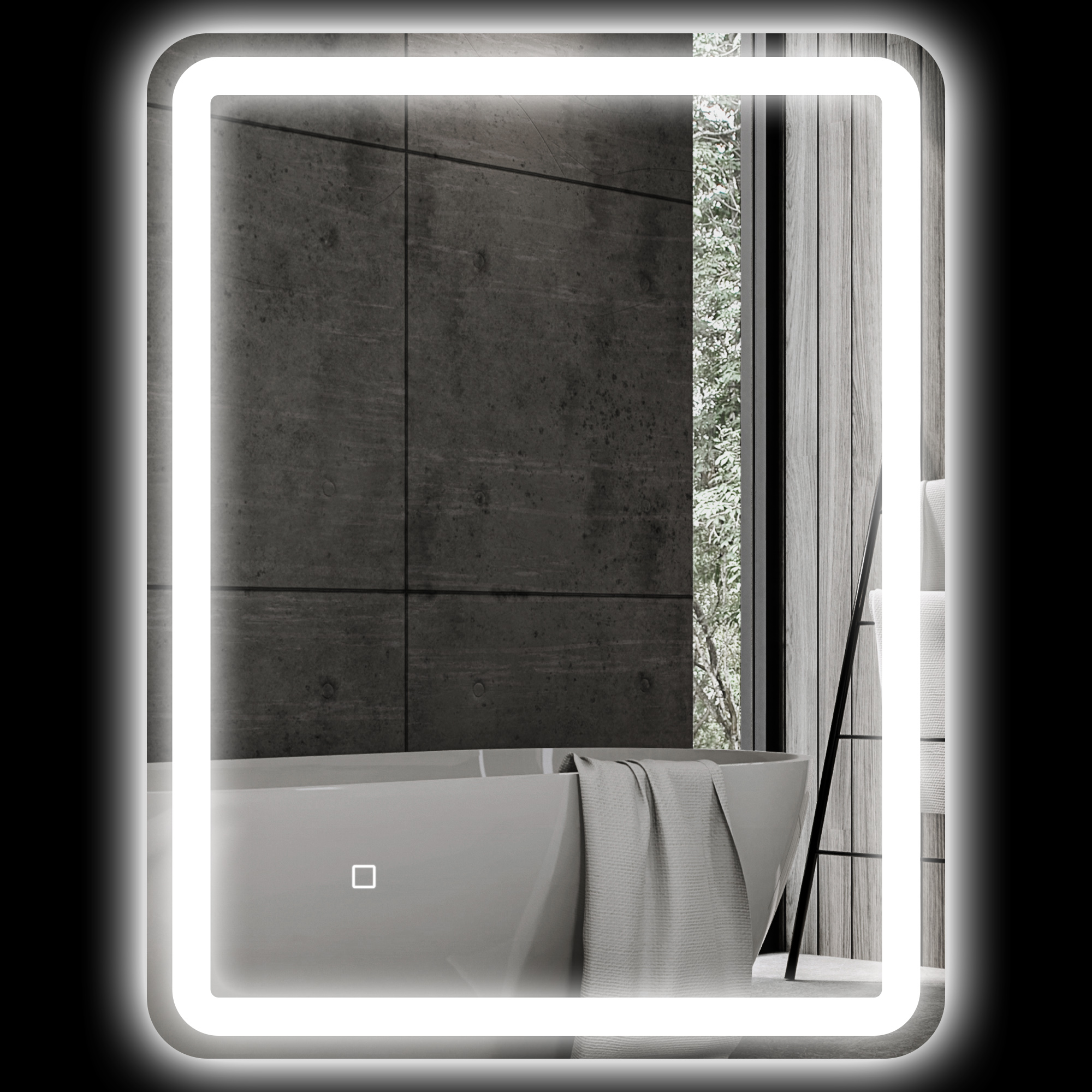 HOMCOM Verlichte Badkamerspiegel met Touch-Bediening, Anti-Condens, Dimbaar, 3 Lichtkleuren, 60 x 80, Zilver