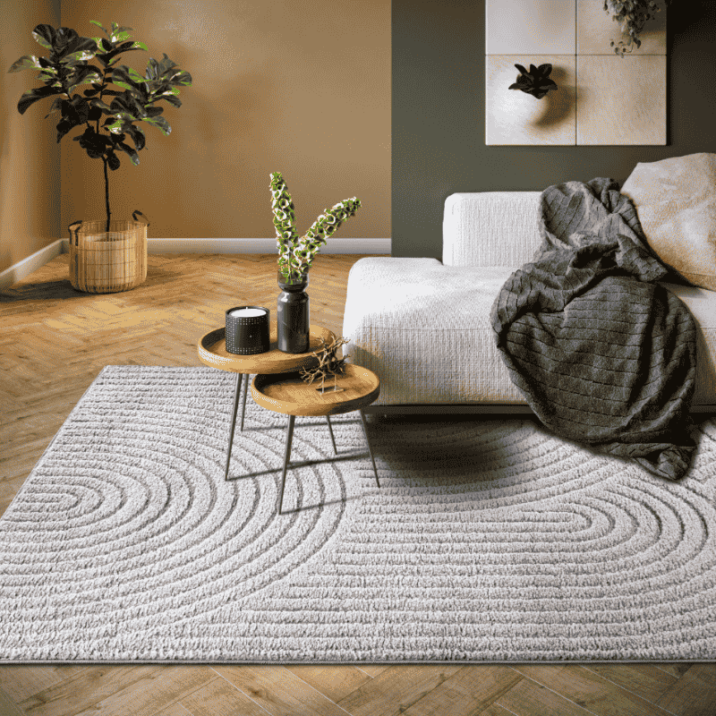 ELLE DECORATION Design-vloerkleed Cosy Panglao, ook als rond tapijt verkrijgbaar uni laagpolig, hoog-laag structuur, modern, scandi, boho, woonkamer