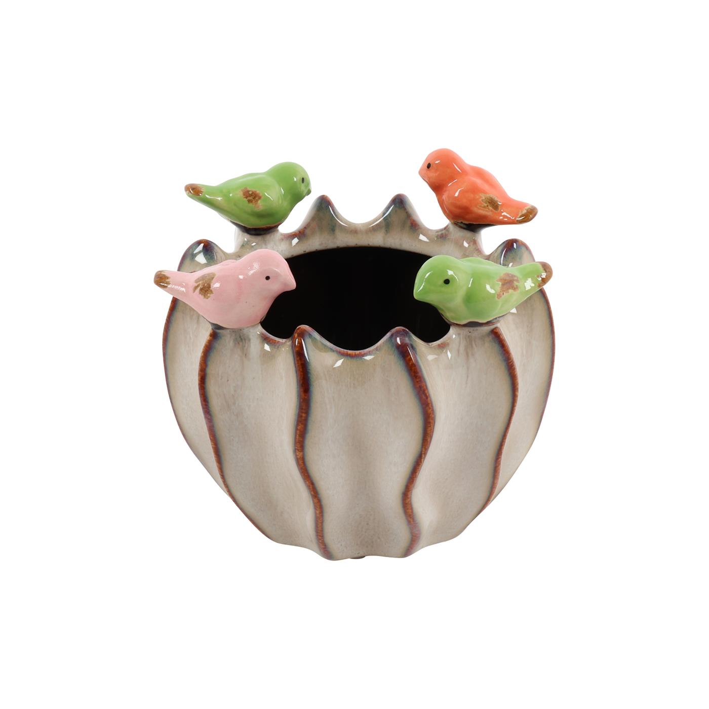 Countryfield Bloempot vogels S bruin 11x11x10,5cm