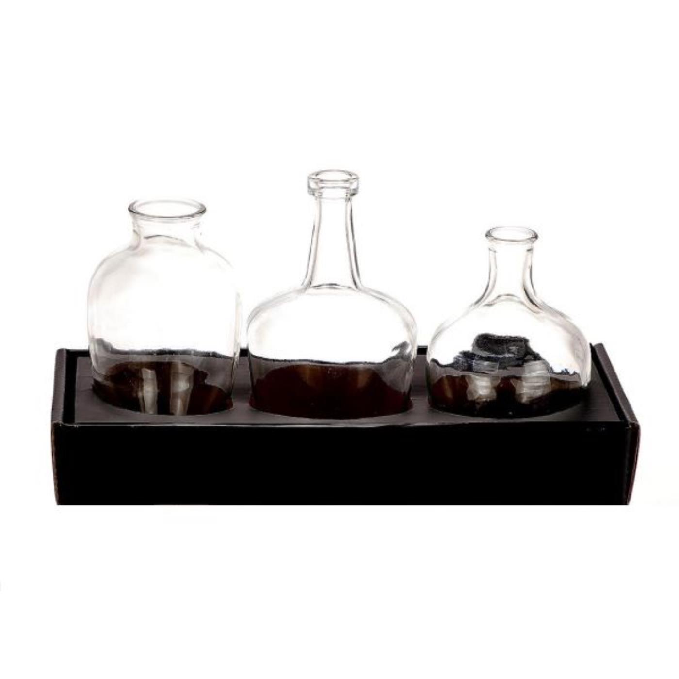HBX natrural living Vaas glas transparant set a 3