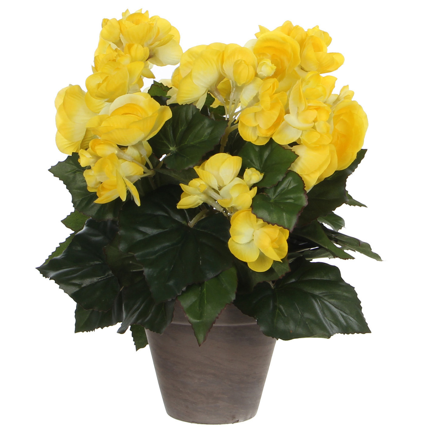 Mica Decorations Mica Decoration Kunstplant - begonia - geel - in pot - 30 cm - nepplanten -