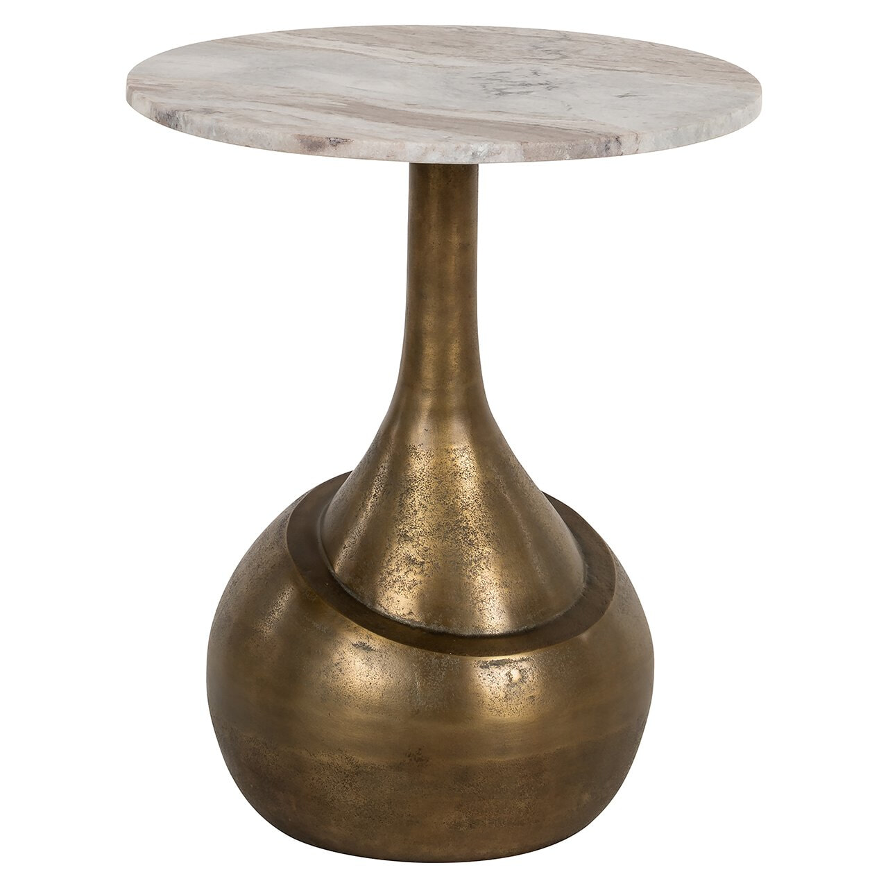 Richmond Interiors Richmond Ronde Bijzettafel Sia Marmer en brushed gold, 47cm