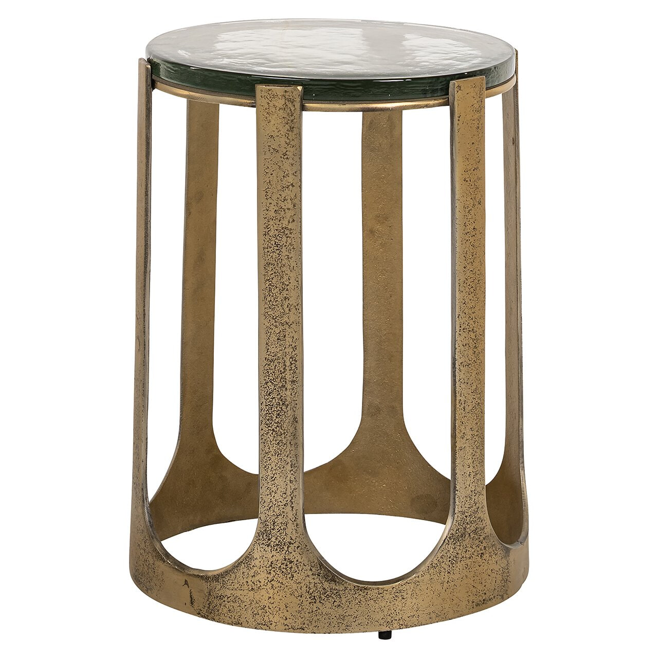Richmond Interiors Richmond Ronde Bijzettafel Rixo Glas en brushed gold, 37cm - Goud
