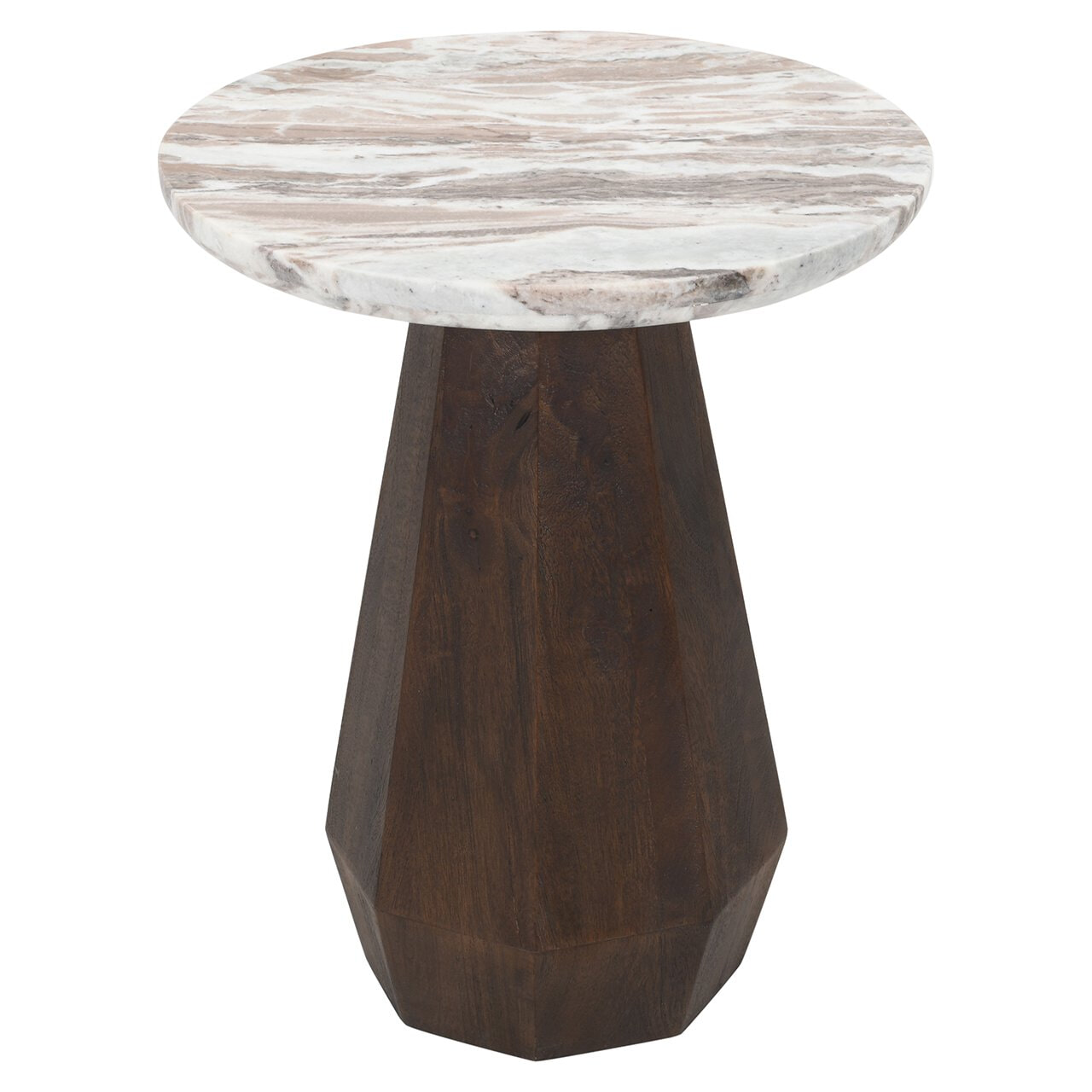 Richmond Interiors Richmond Ronde Bijzettafel Oberoy Marmer en mangohout, 45cm - Bruin