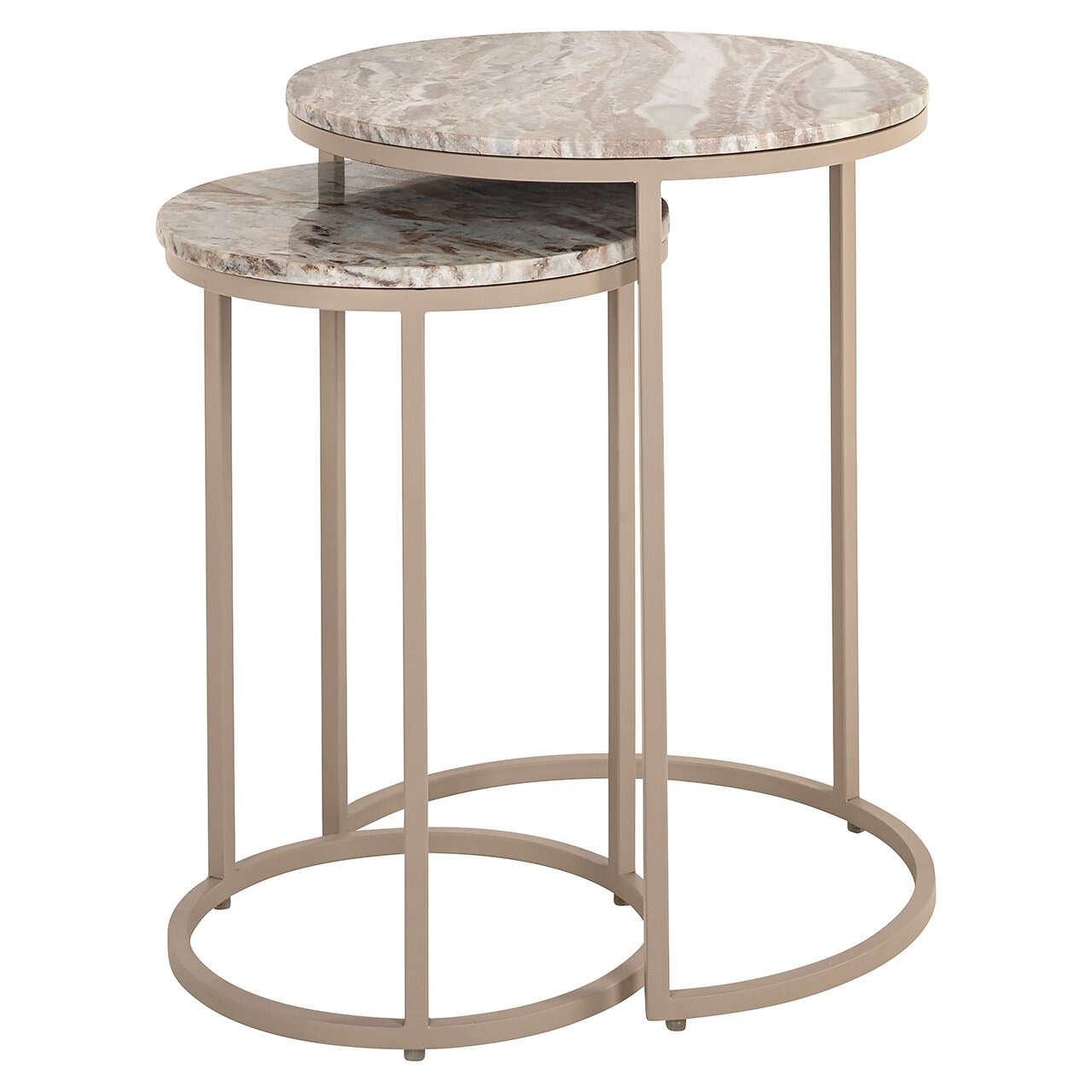 Richmond Interiors Richmond Ronde Bijzettafel Fairfax Marmer, Set van 2 stuks - Stone