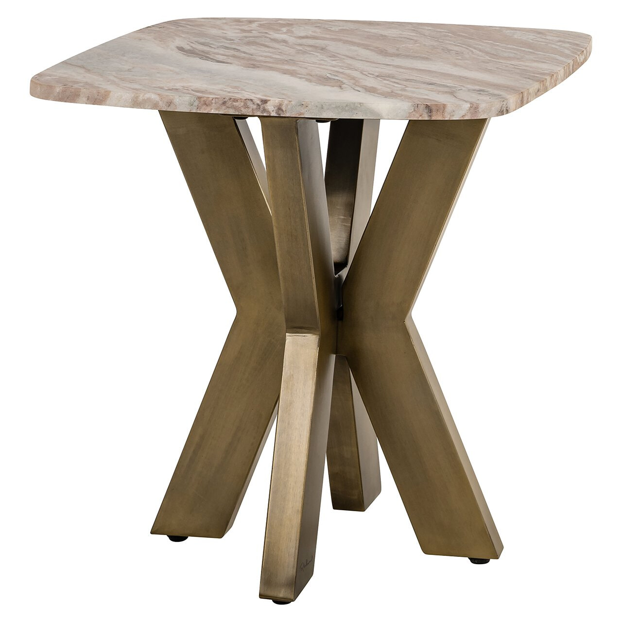 Richmond Interiors Richmond Bijzettafel Bottega Marmer en brass, 55 x 55cm - Wit