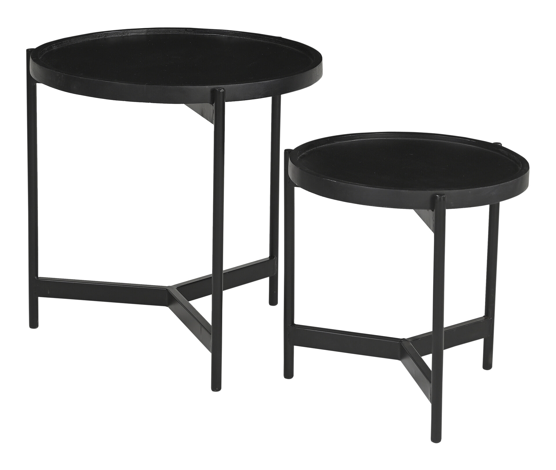 Artistiq Living Artistiq Ronde Bijzettafel Davona Mangohout, Set van 2 stuks - Zwart