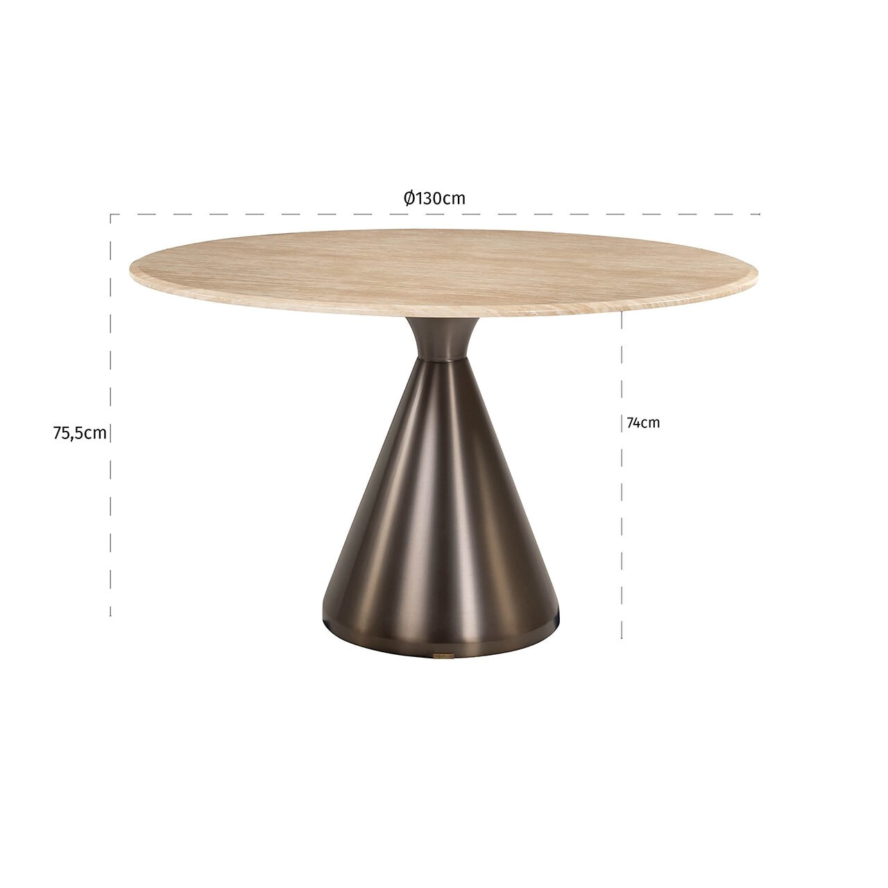 Richmond Interiors Richmond Ronde Eettafel Montgommery Marmerlook, 130cm - Beige