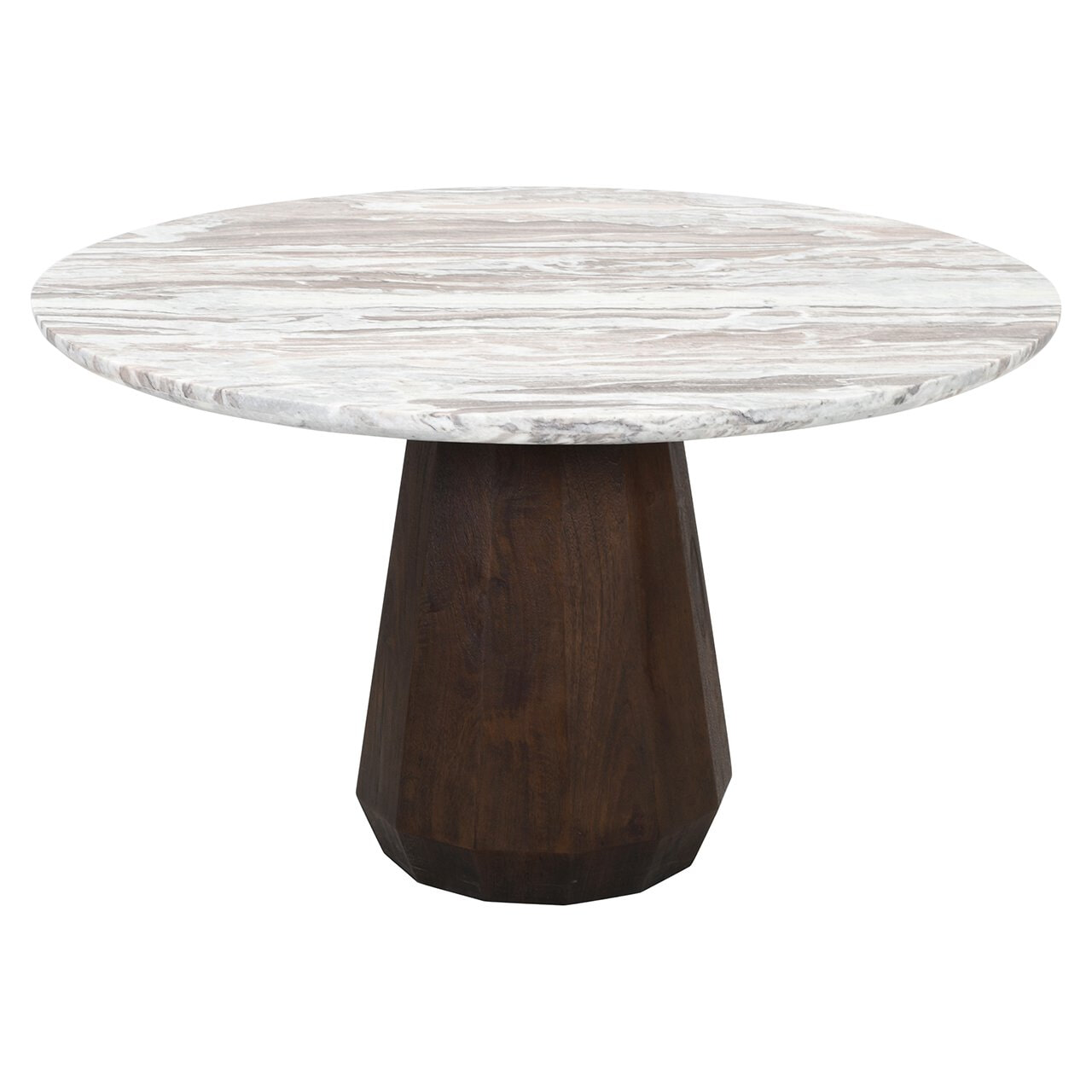 Richmond Interiors Richmond Ronde Eettafel Oberoy Marmer en mangohout, 130cm - Bruin