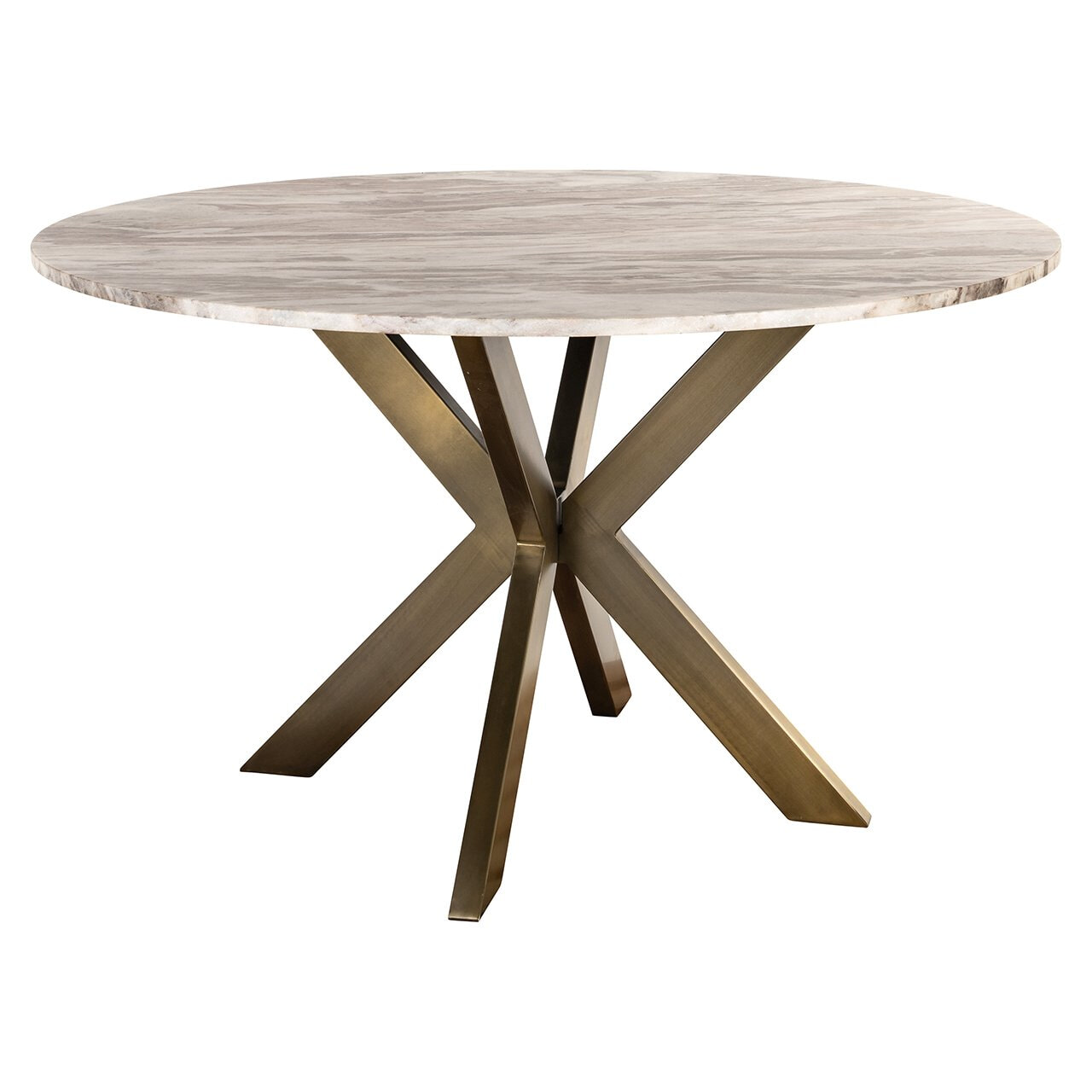 Richmond Interiors Richmond Ronde Eettafel Bottega Marmer en brass, 140cm - Wit