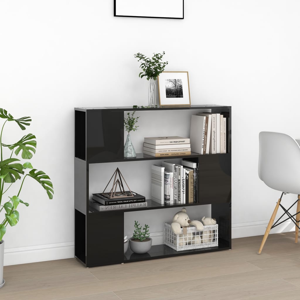 vidaXL Boekenkast/kamerscherm 100x24x94 cm hoogglans zwart
