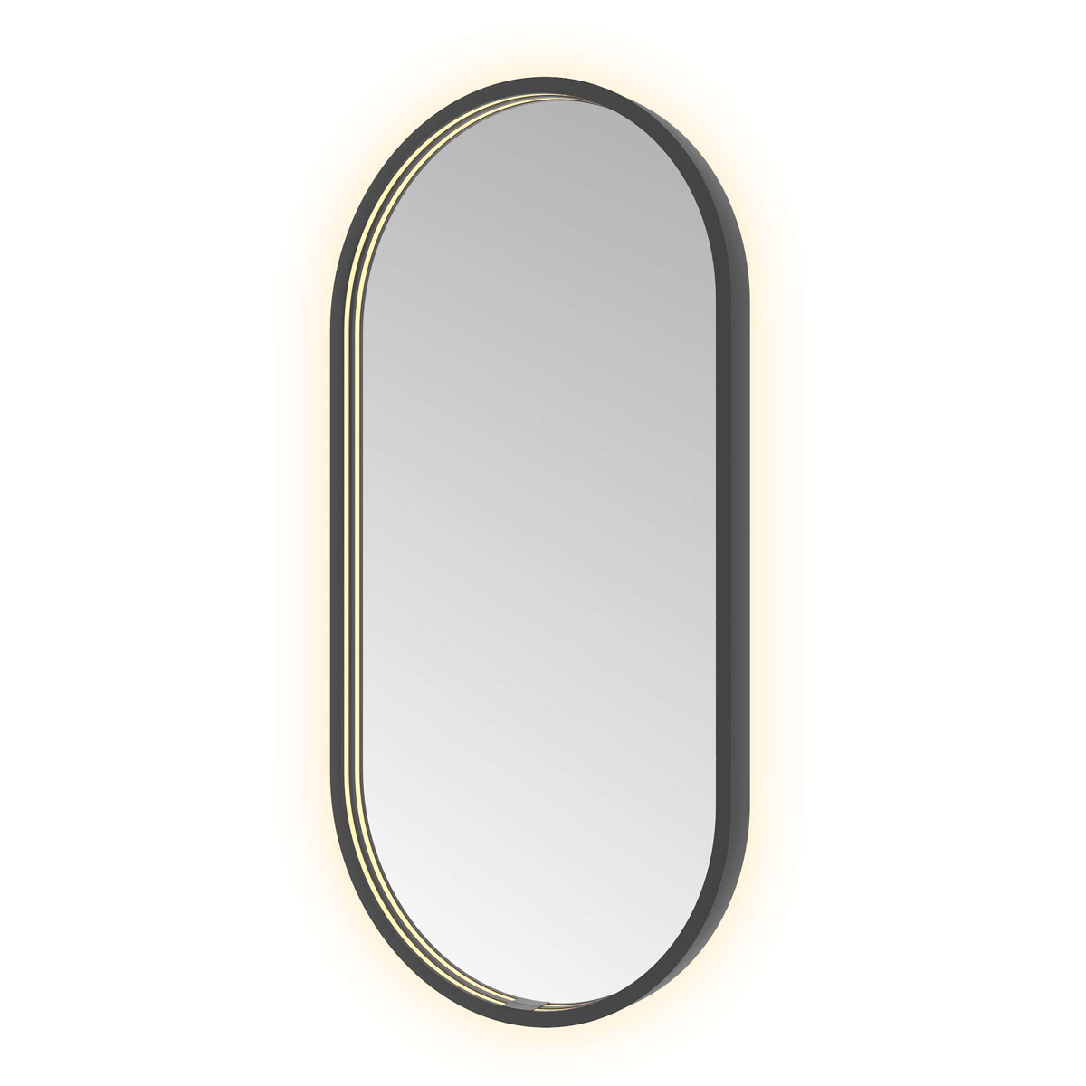 Hotbath &More Oval spiegel ovaal 40x80cm geborsteld zwart PVD