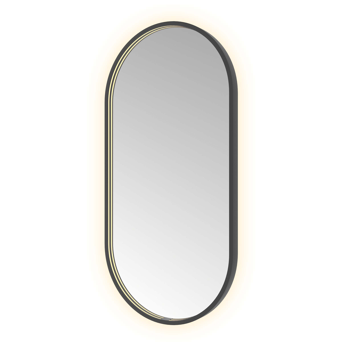 Hotbath &More Oval spiegel ovaal 50x100cm geborsteld zwart PVD