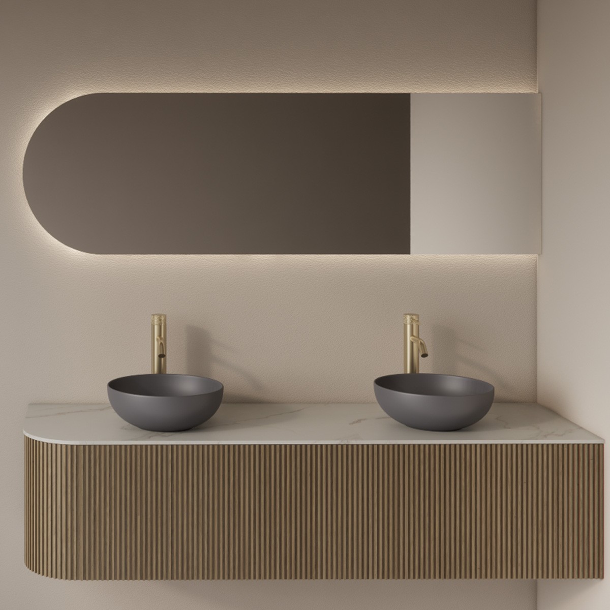 Gliss Design Zelus spiegel ovaal rechts 120x60cm met handsensor
