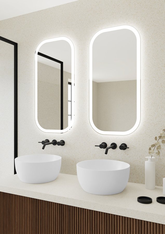 Sapho Manor spiegel met afgeronde hoeken en led verlichting 50x100cm