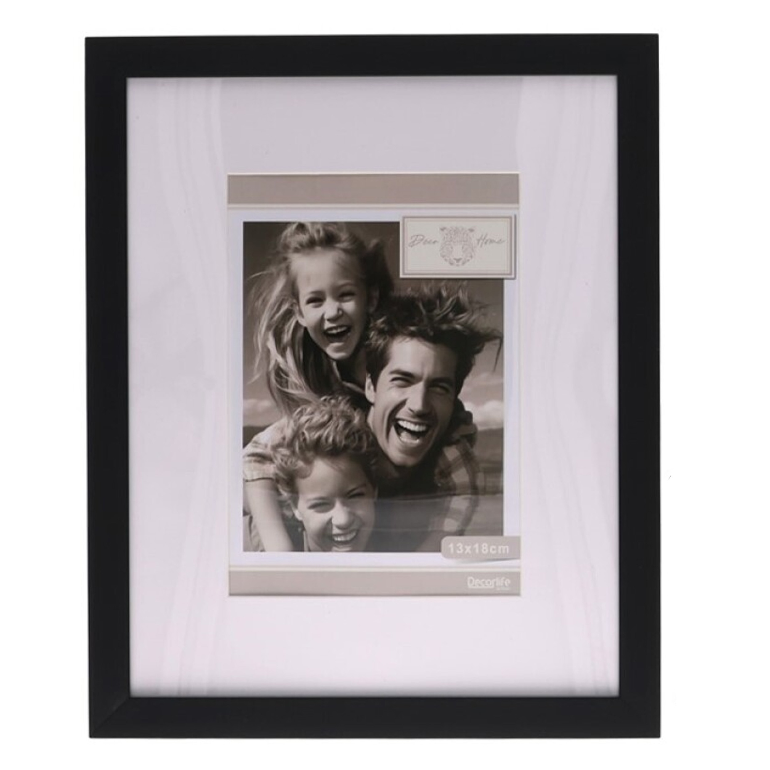 Gerimport Fotolijstje Paris - 20 x 25 cm - zwart - met passe partout - 13 x 18 cm - hout -