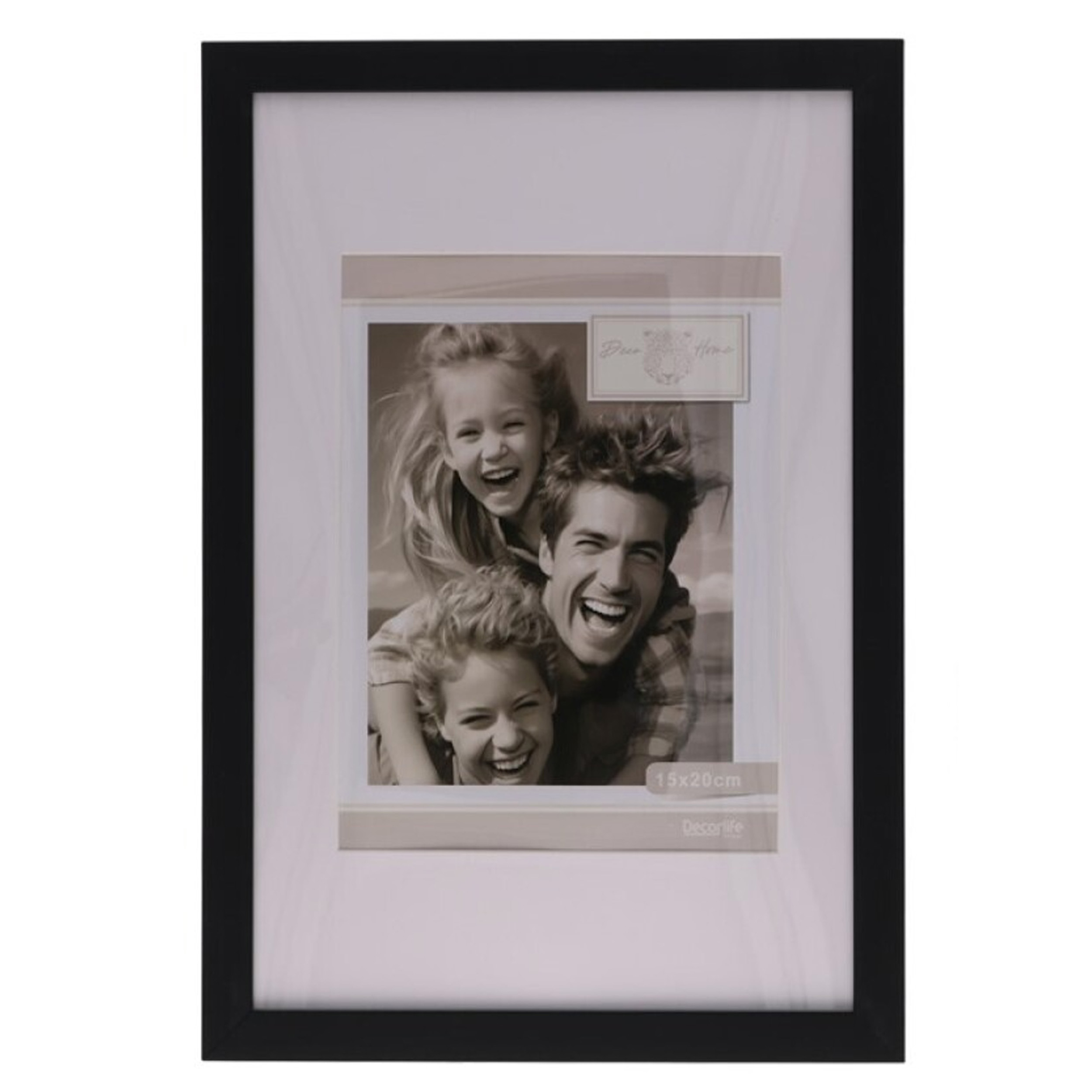 Gerimport Fotolijstje Paris - 20 x 30 cm - zwart - met passe partout - 15 x 20 cm - hout -