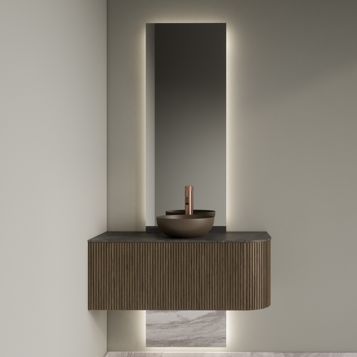 Gliss Design Celeste spiegel tweedelig rechthoekig 50x145cm met handsensor