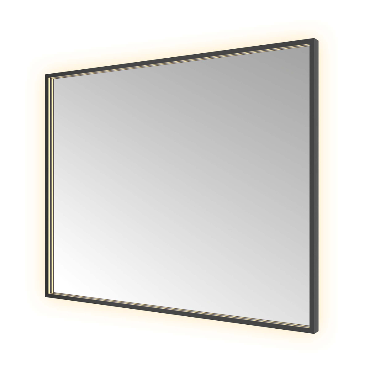 Hotbath &More Square rechthoekige spiegel 100x80cm geborsteld zwart PVD
