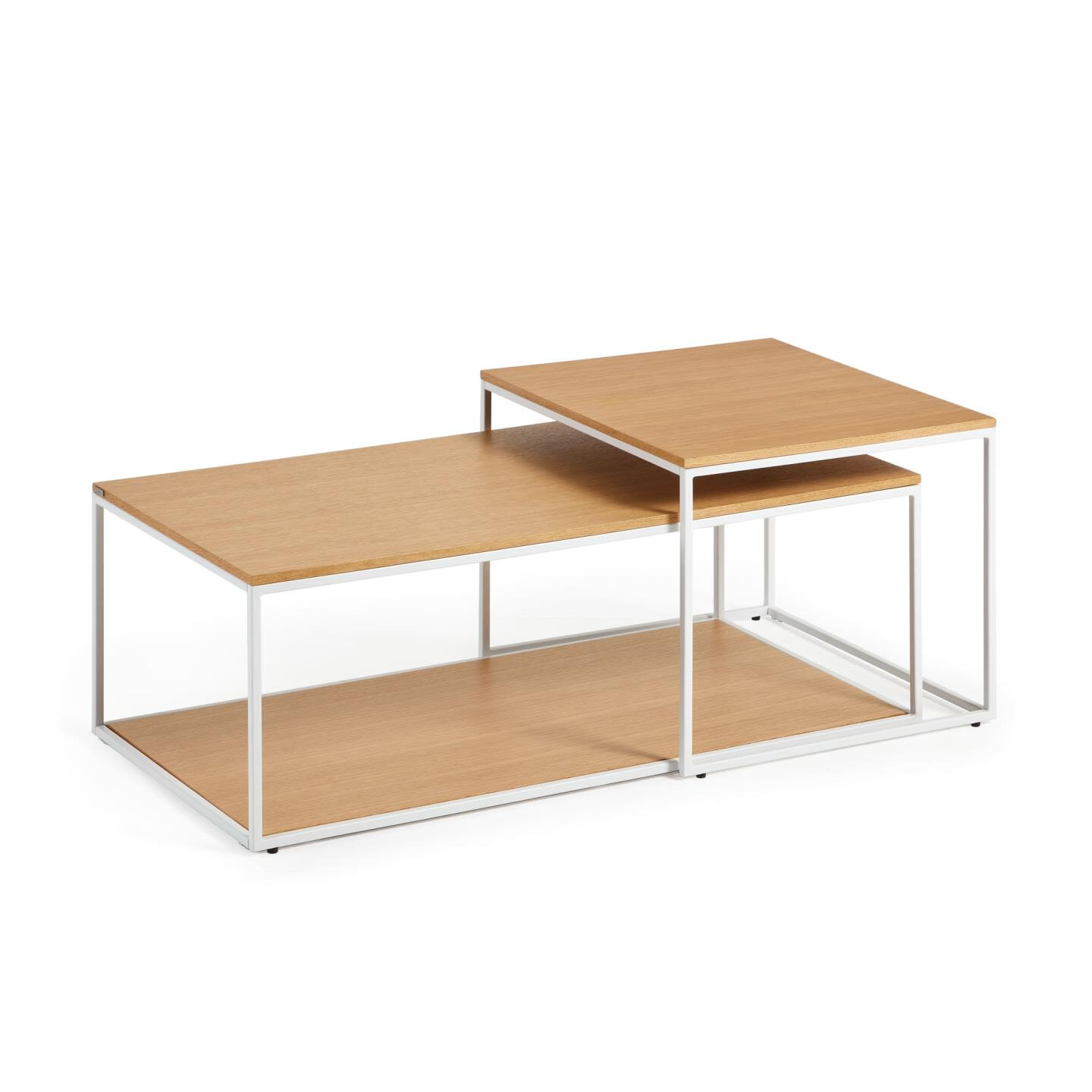 Kave Home Salontafel Yoana Eikenhout, Set van 2 stuks - Wit