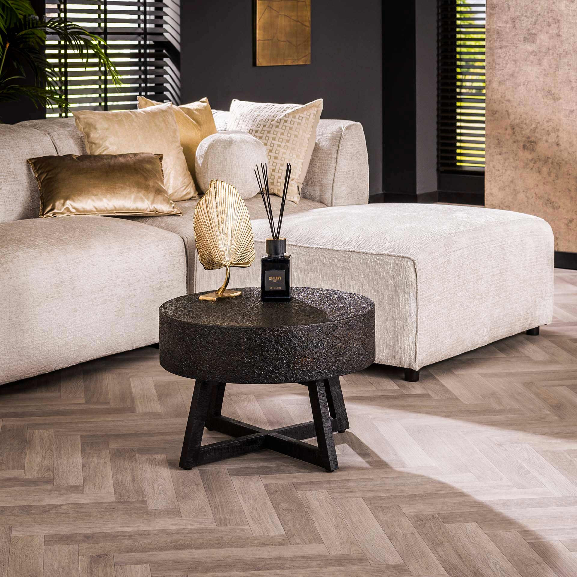LifestyleFurn Ronde Salontafel Chanielle Liquid metal, 60cm - Ferro metallic
