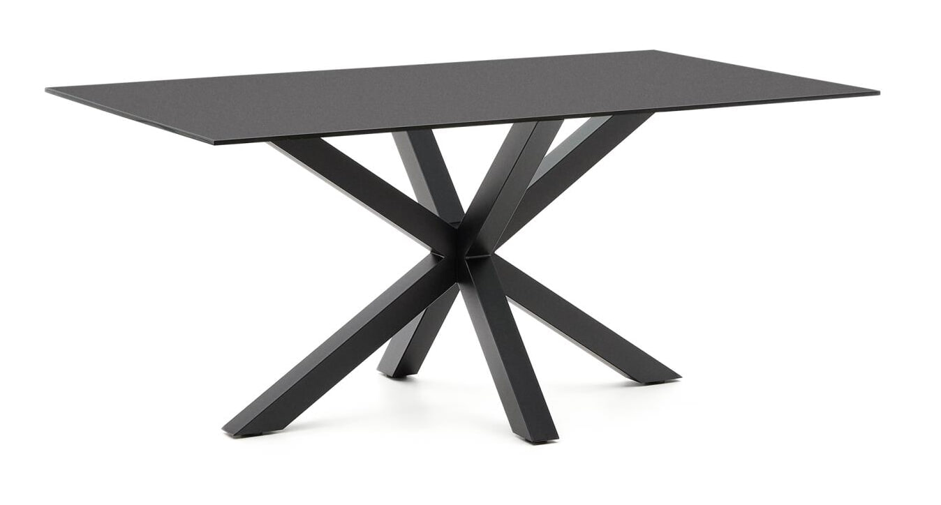 Kave Home Eettafel Argo Glas, 160 x 90cm - Zwart