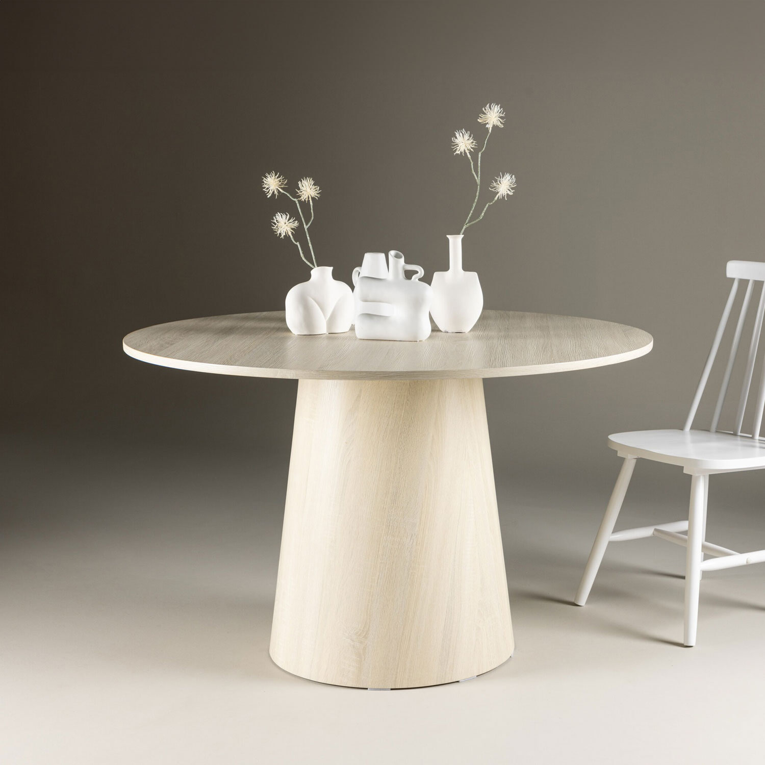 Nohr Ronde Eettafel Mikeisha 120cm - Whitewash - Japandi