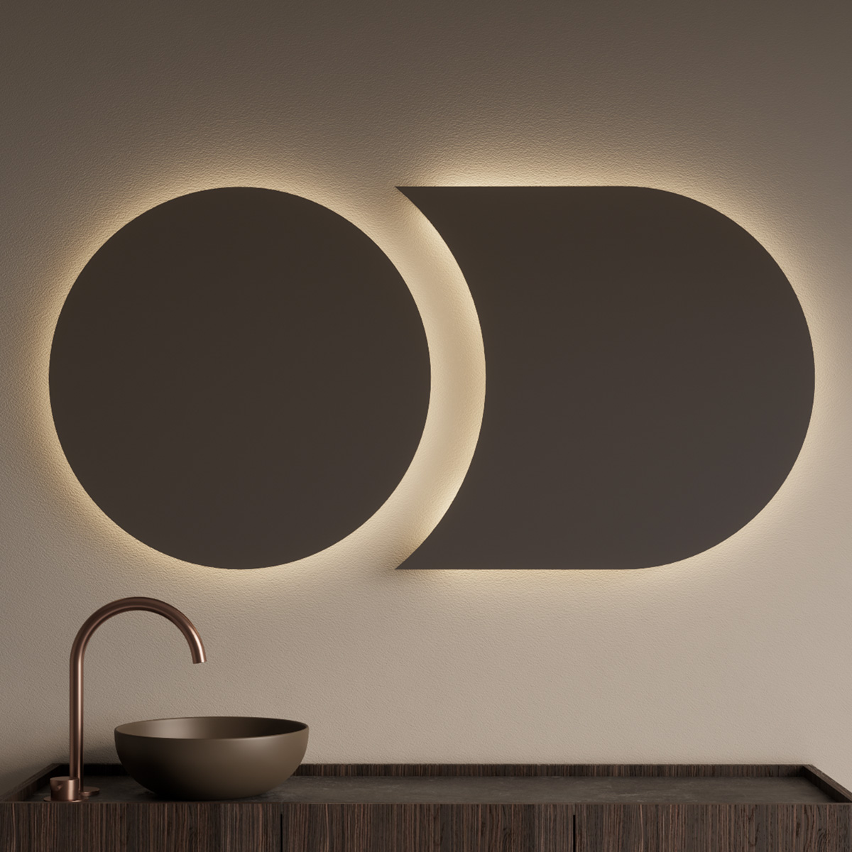 Gliss Design Eris spiegel tweevormig 70 + 40x70cm met handsensor