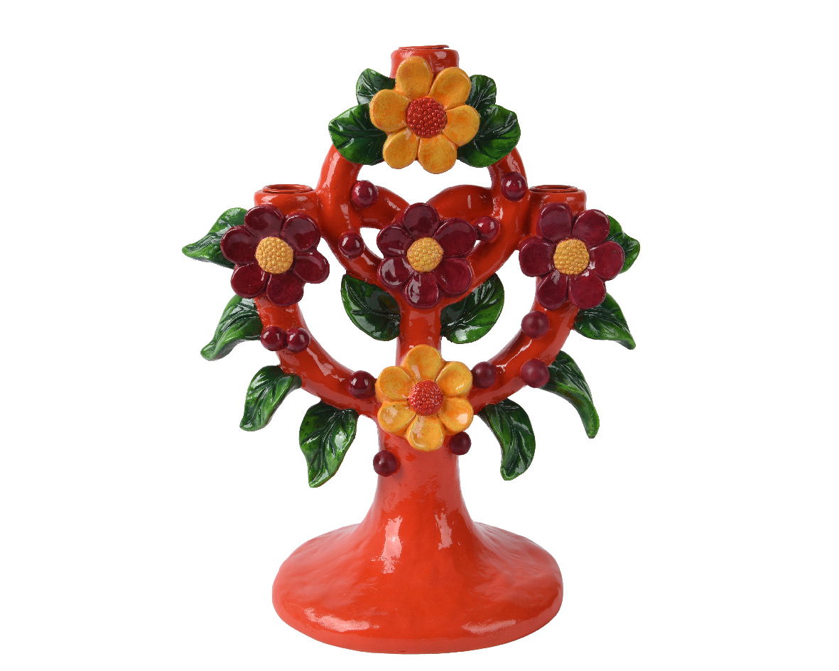 Decoris Kandelaar bloemen 3kaars - 