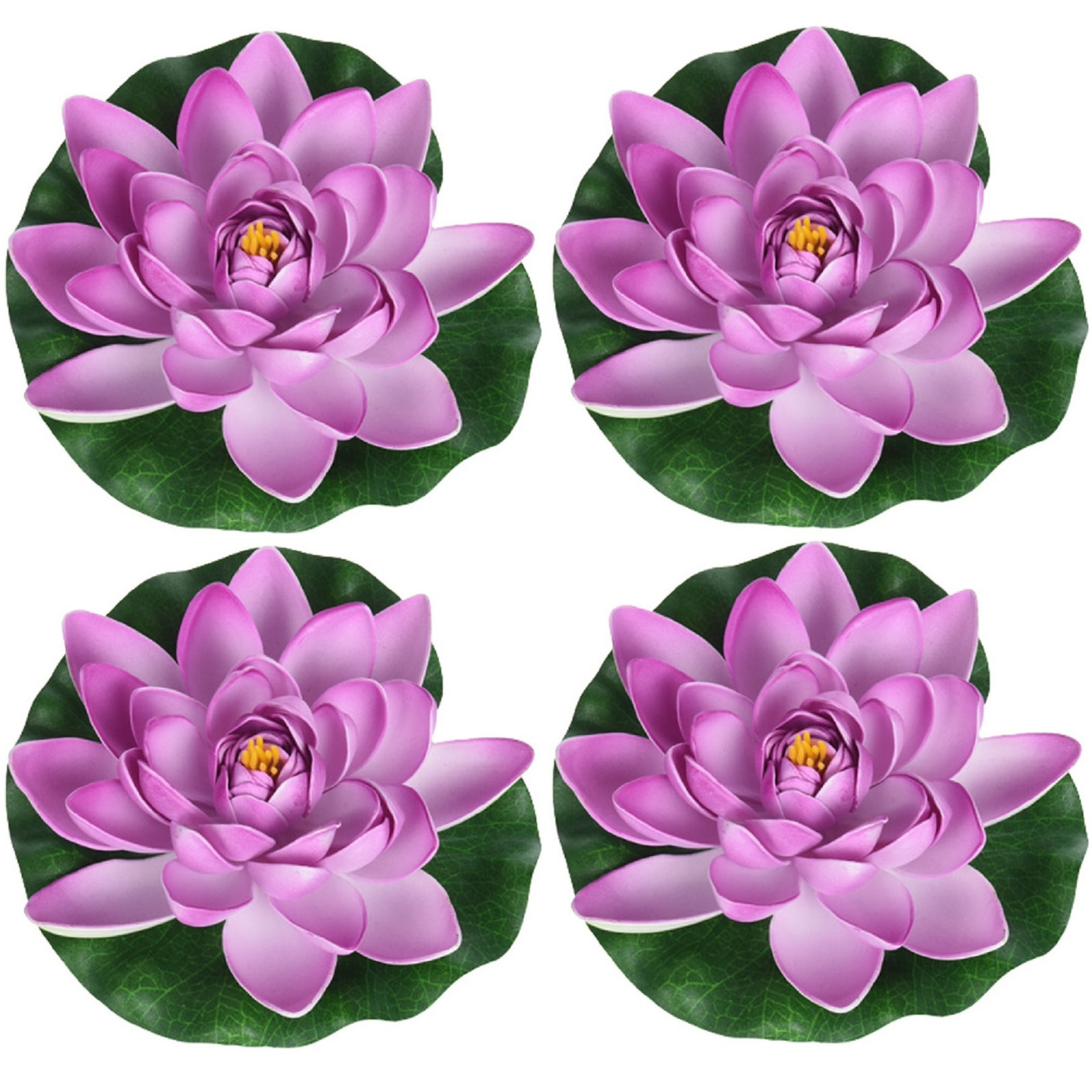 Merkloos 4x Lila paarse drijvende kunst waterlelie bloemen 18 cm -