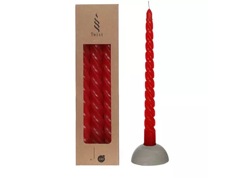 Hortus Twisted candles set 3 st, red - 