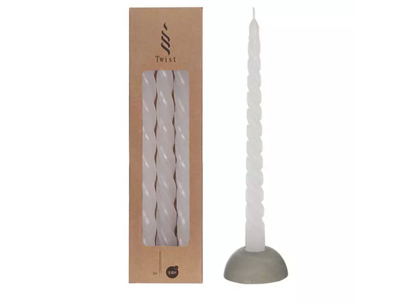 Hortus Twisted candles set 3 st, white - 
