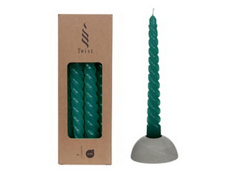 Hortus Twisted candles set 4 st, petrol - 
