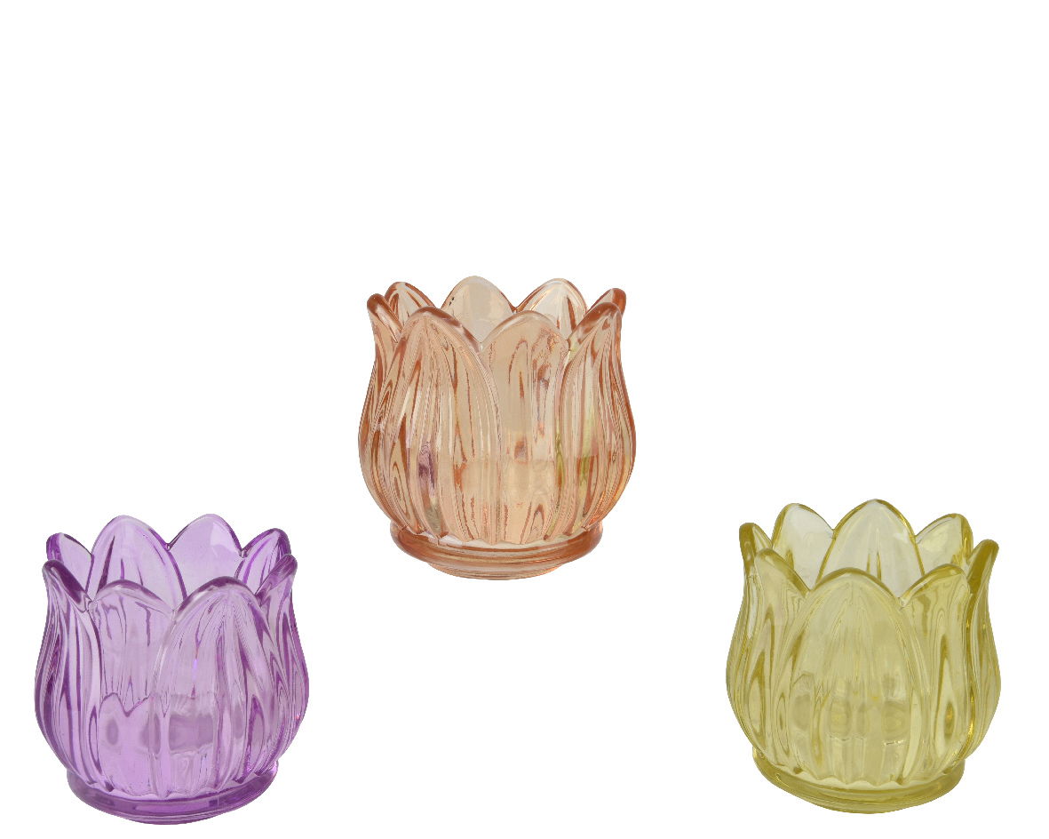 Decoris Theelichthouder glas d6,5h7,3 cm a3 - 