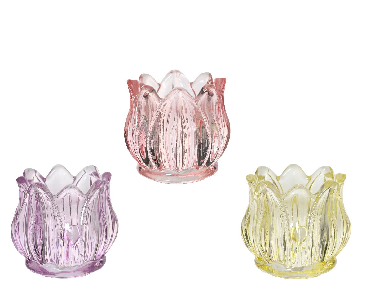 Decoris Theelichthouder glas d7h7,3 cm a3 - 