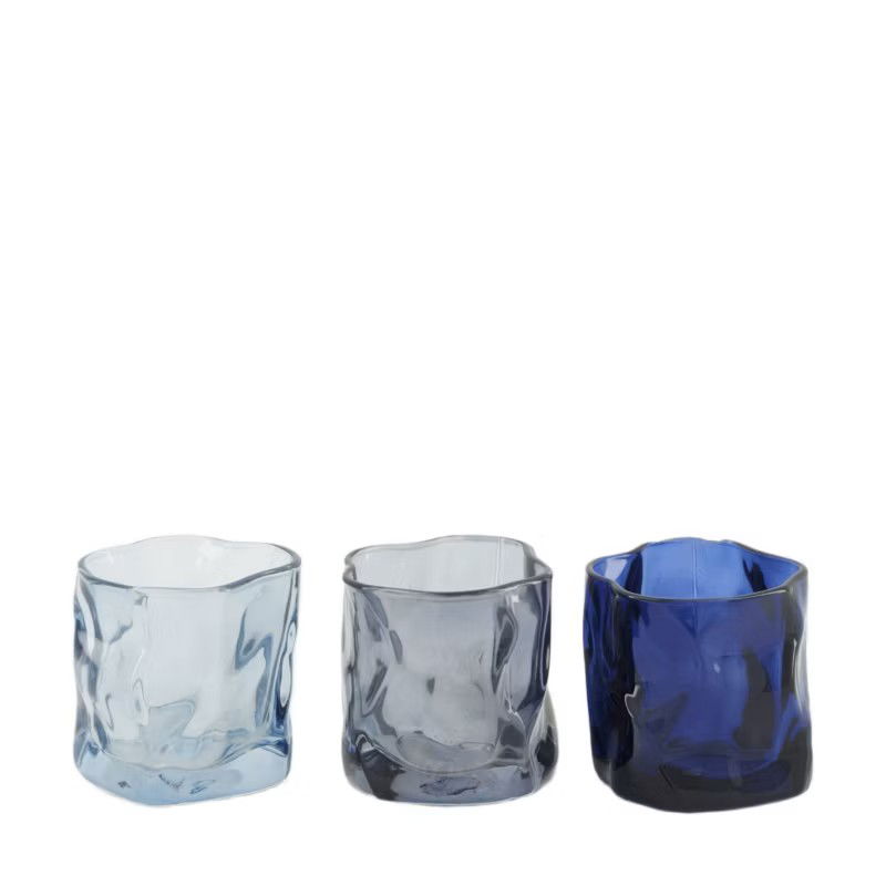 Dijk natural collections Theelichthouder glas l8b8h7 cm blauw - 