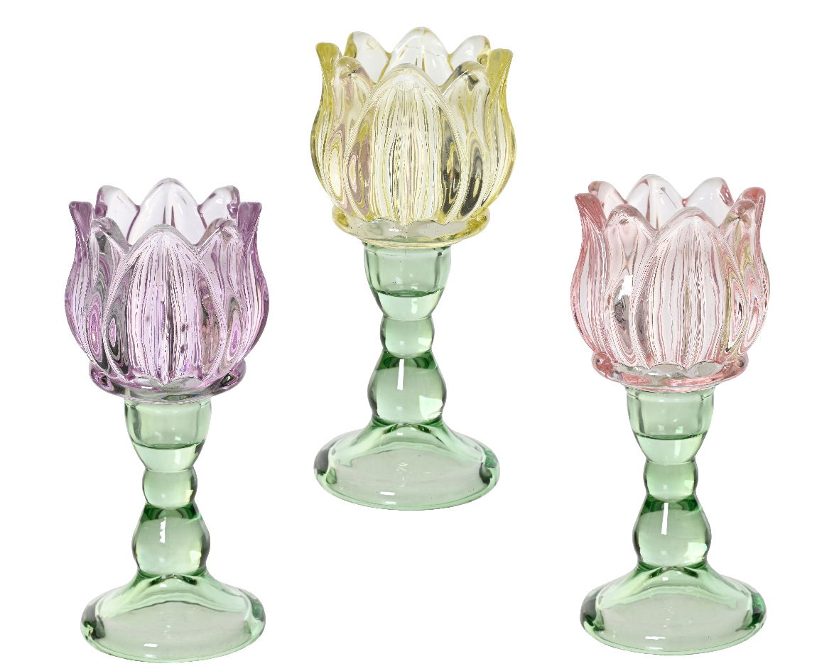 Decoris Theelichthouder glas d7h16 cm a3 - 