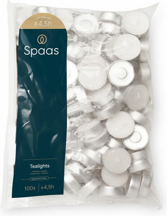 Spaas Theelicht wit 4,5u zak 100st - 