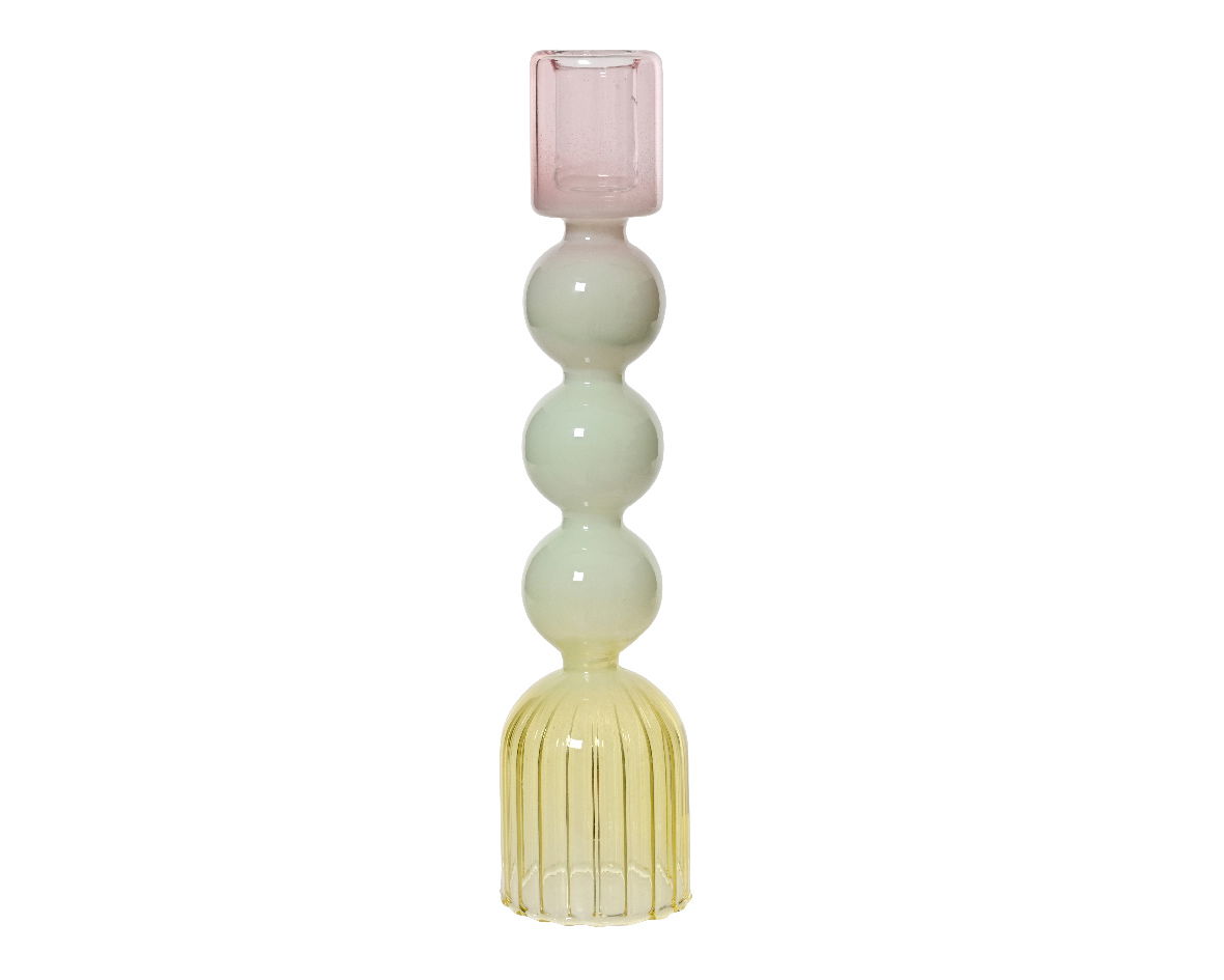 Decoris Kandelaar glas d5,5h24 cm multi - 