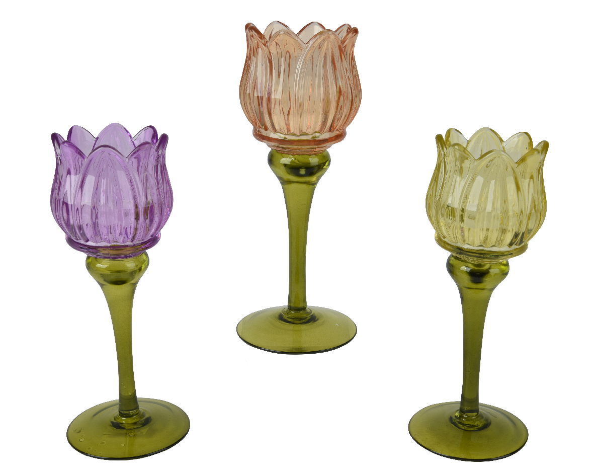 Decoris Theelichthouder glas d7,5h19 cm a3 - 