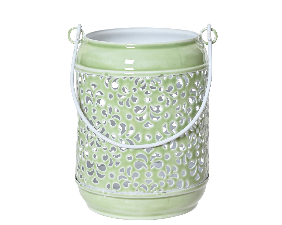 Decoris Theelichthouder ijzer d11h13 cm grn - 