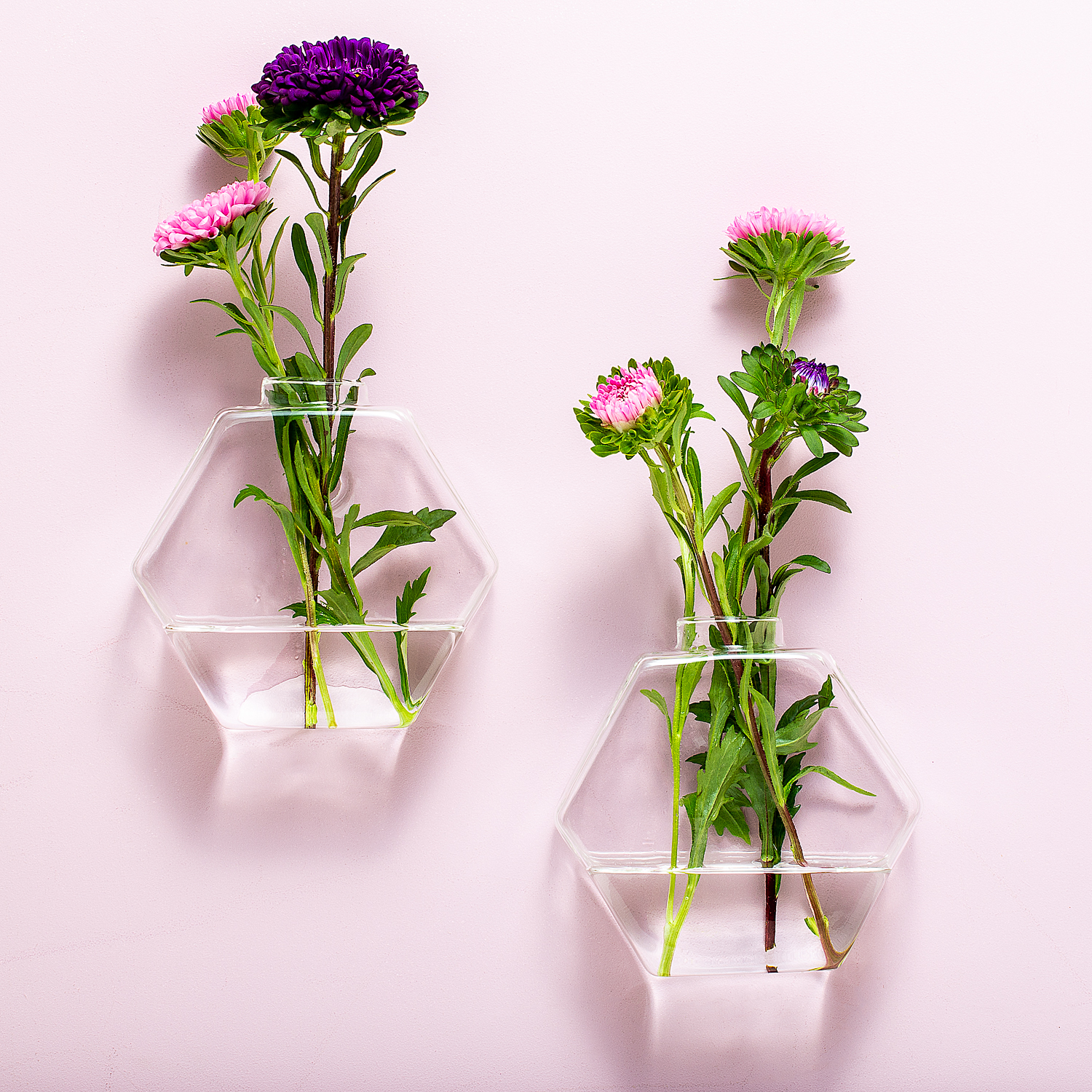 Winkee Glazen Muurvaasjes (set Van 2) - Hexagon