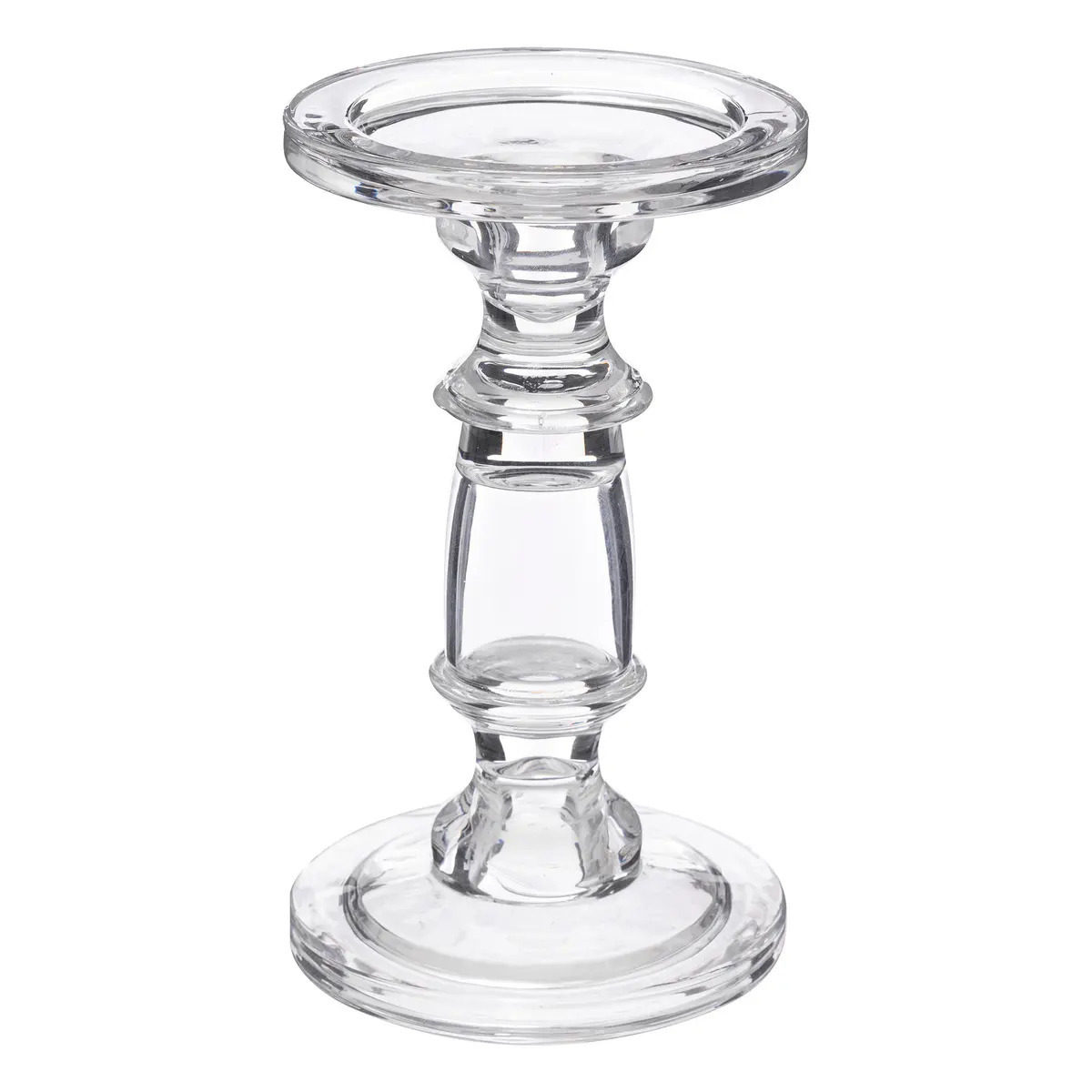 Atmosphera kaarsen kandelaar Decoglass - voor stompkaarsen - glas - transparant - 11 x 19 cm -