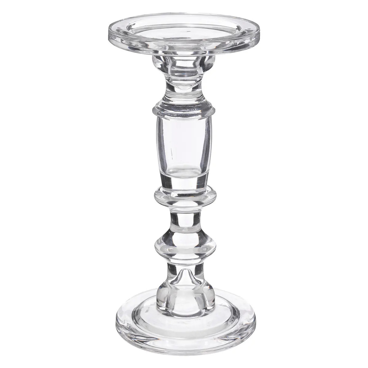 Atmosphera kaarsen kandelaar Decoglass - voor stompkaarsen - glas - transparant - 11 x 24 cm -