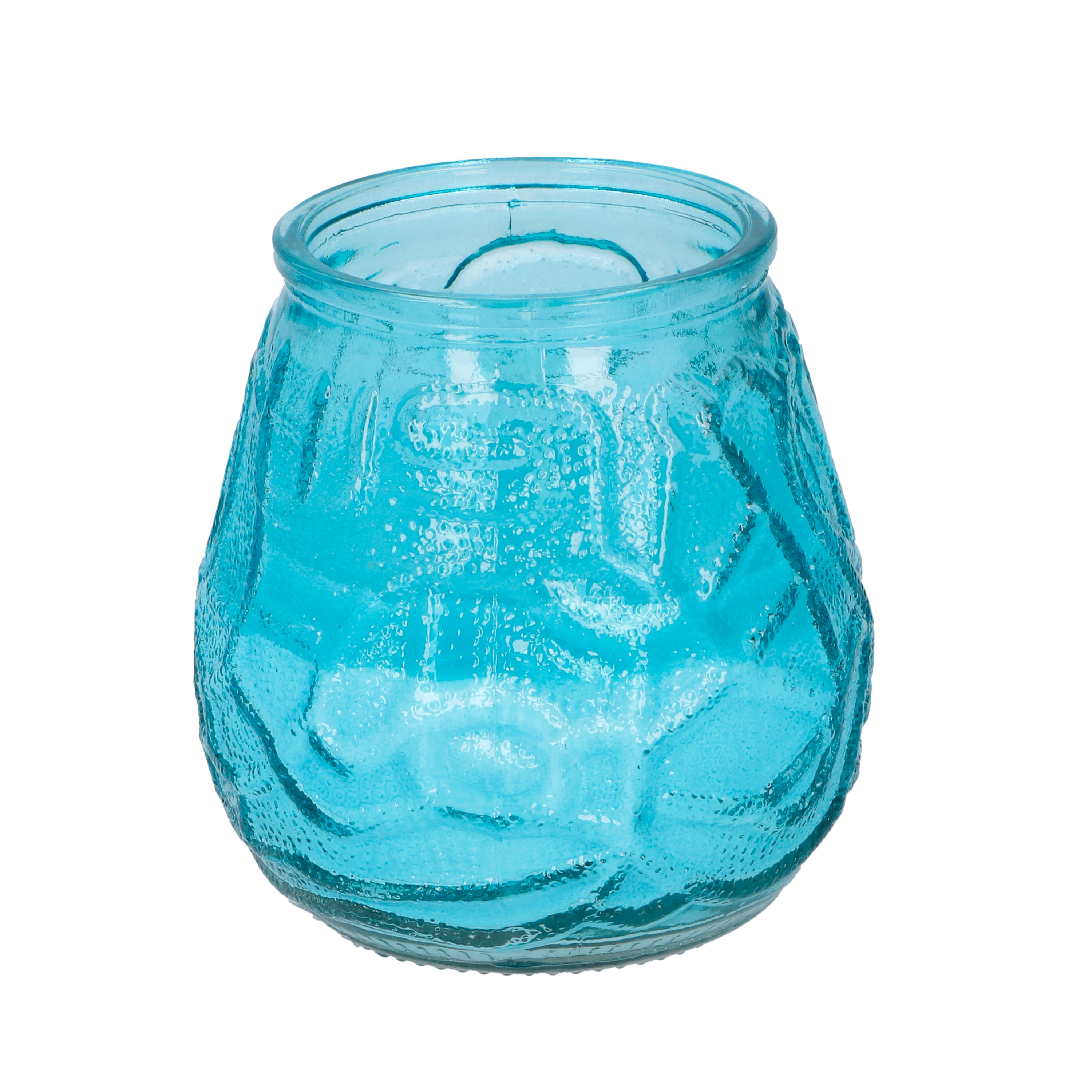 Arti Casa 1x Citronella lowboy tafelkaars - 10 cm - blauw glas -