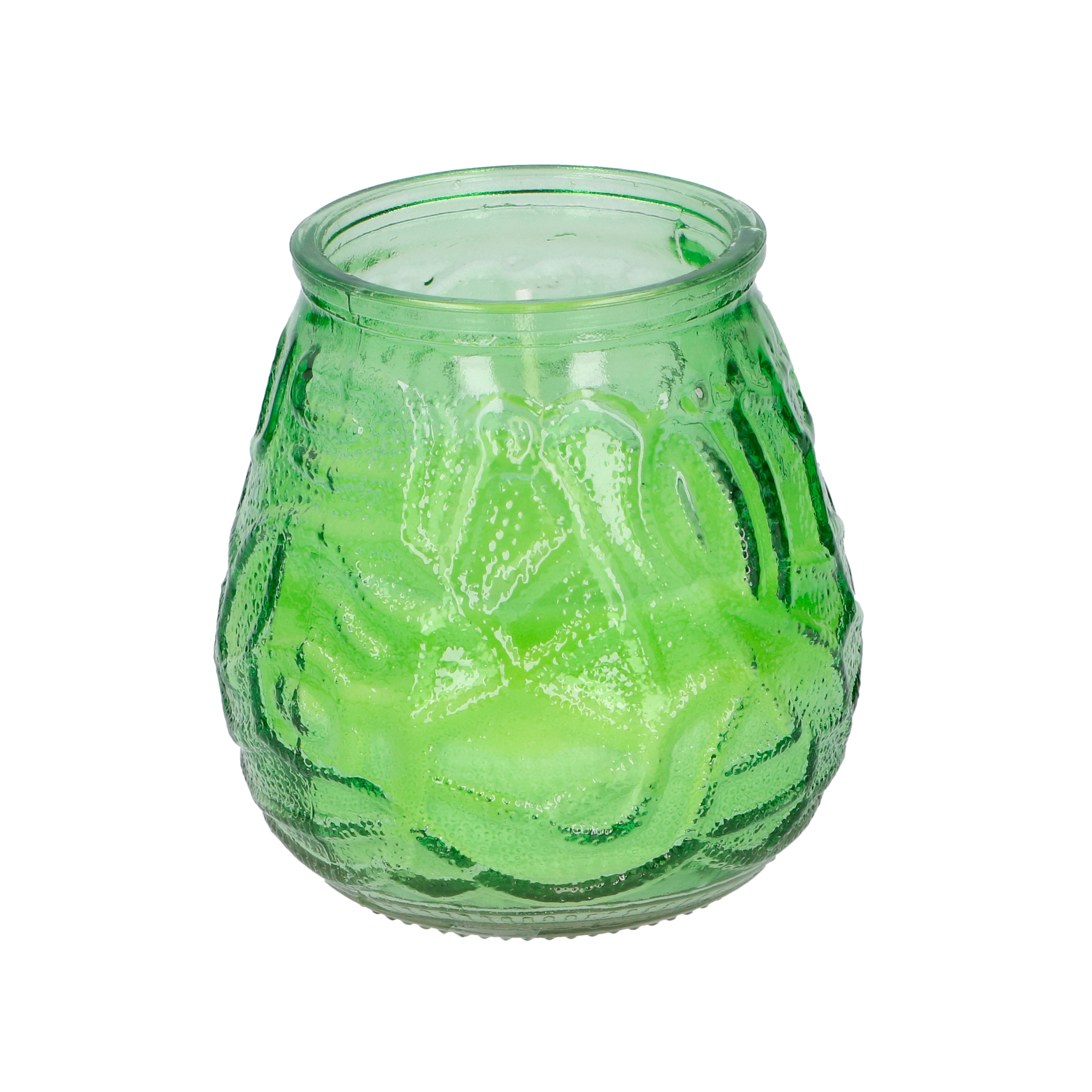 Arti Casa 1x Citronella lowboy tafelkaars - 10 cm - groen glas -